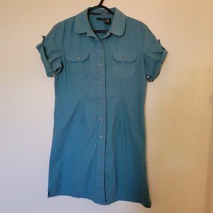 Teal green button up dress